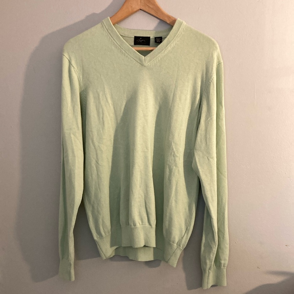 Greg Norman Collection Green V-Neck Sweater Knit